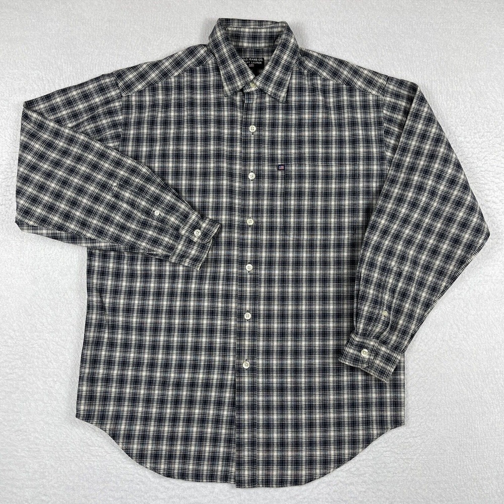 Polo Ralph Lauren Shirt Mens Medium Navy Plaid‎ Casual Outdoors Workwear Vintage